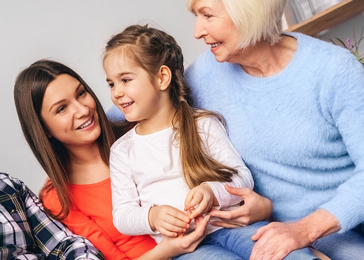 close-up of a family having a family meeting