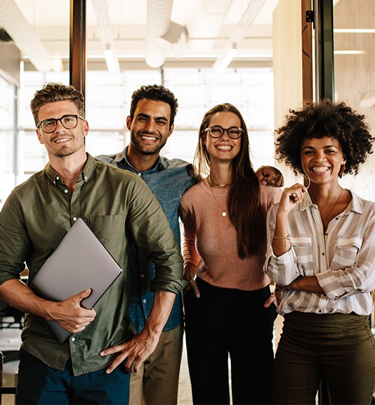 business workers smiling for portrait