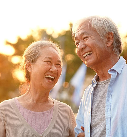 close-up of couple smiling