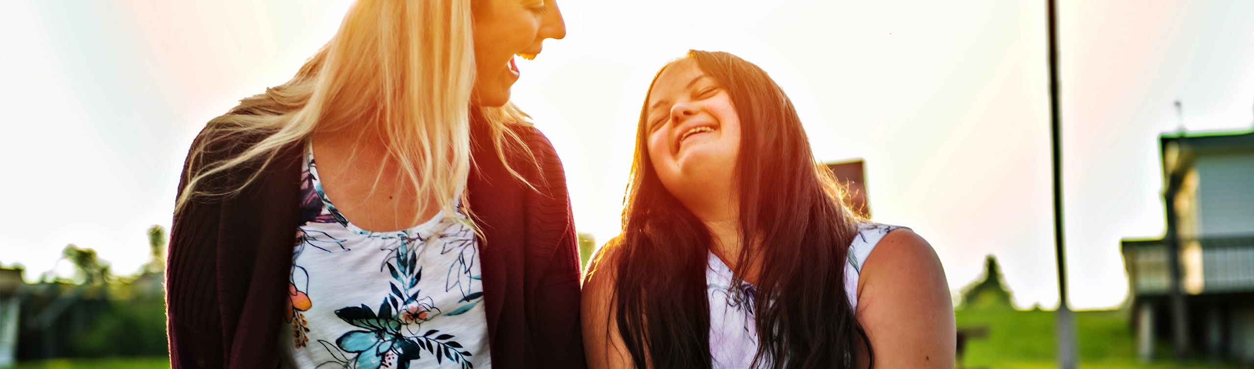 close-up of a woman and a child with special needs